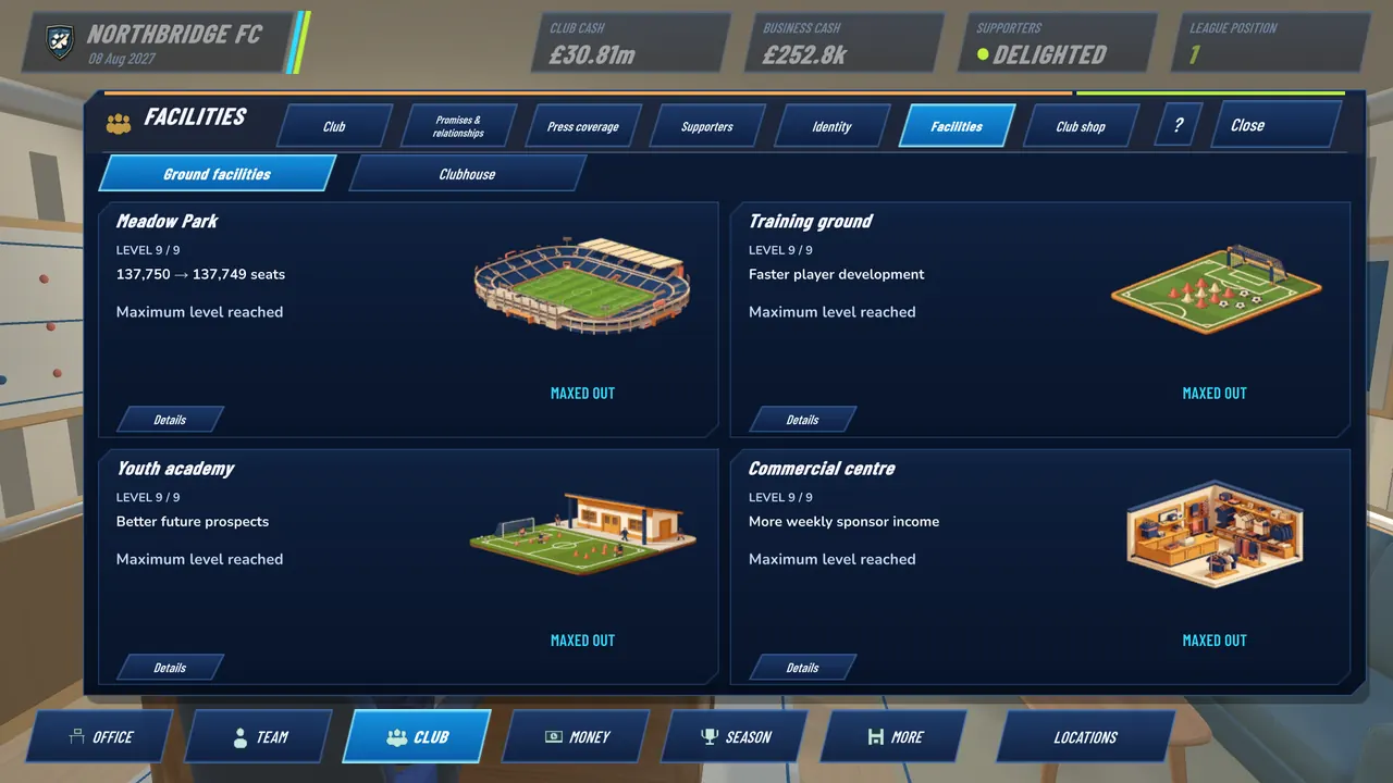 Upgrading the club's facilities