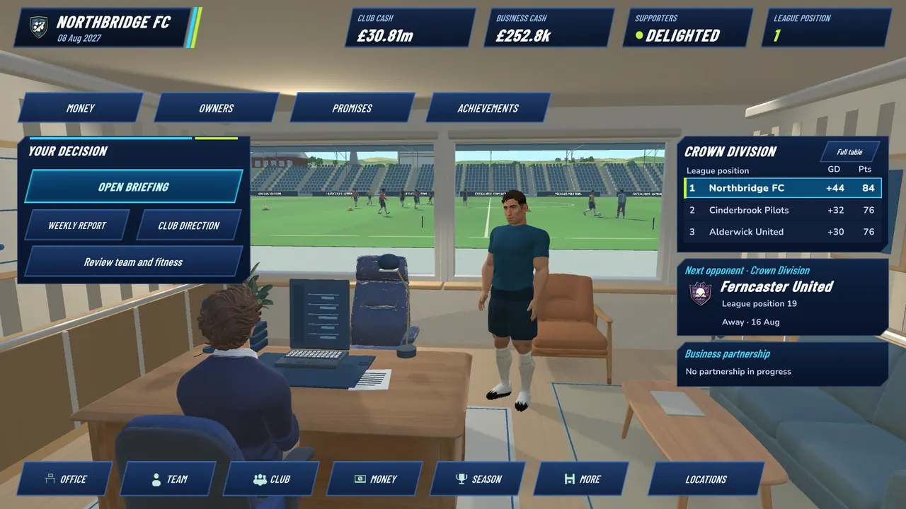 The owner's office: decisions, messages and the next match
